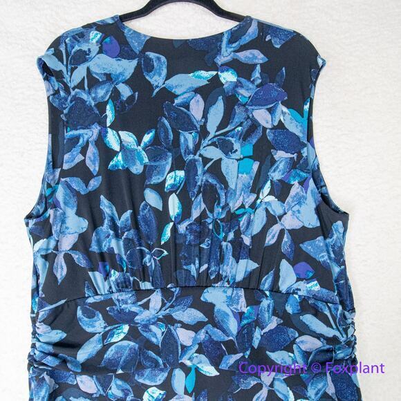 RACHEL Rachel Roy Sleeveless Printed Matte Jersey Dress in Teal Berry‎ Bush, 2X - Picture 10 of 13